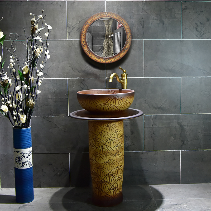 Makeup Room Ceramic Washbasin column basin Toilet Wash Basin integrated column style Wash Basin floor Wash Basin