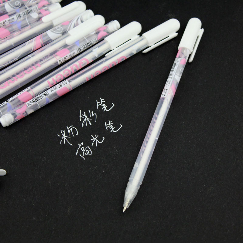 Special high-gloss pen White line pen white pen black card pen Mike pen design hand-painted white high-gloss pen