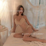 Сексуальное нижнее белье сексуальная пижама Женская три -точка перспектива открытая промежностная кружевная сетка Camisling Cointed Midnight Charm QW