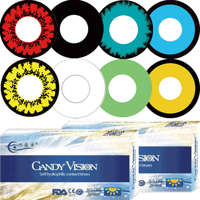 Cartoon Cosplay Comic Eye Beauty Pupil Year Throw Red Yellow Green White Black Color small diameter invisible myopia glasses KW