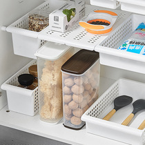 Japan Import Nail-free telescopic rod Shelf Kitchen Down Sink Containing basket Wardrobe Separator Stratified Finishing Frame