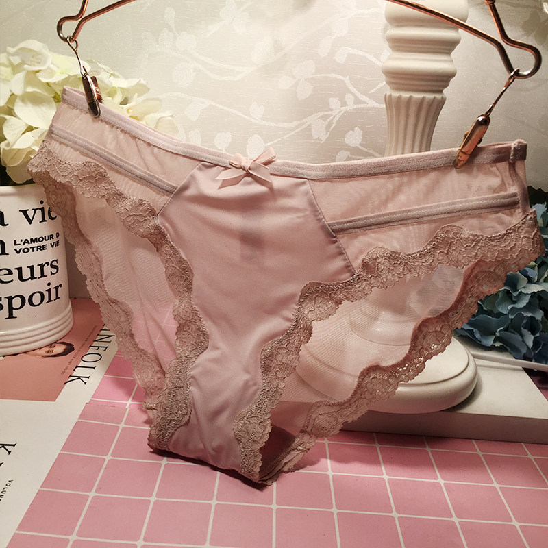 Japanese girl mesh lace panties ladies sexy cotton file student sweet student briefs transparent panties