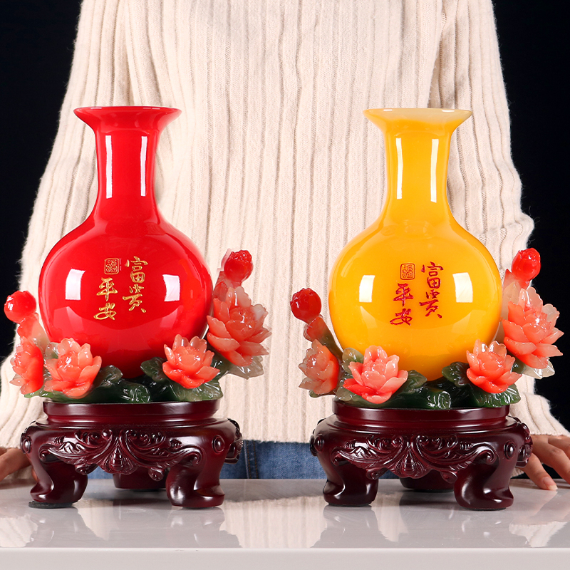 Vase Pendulum pieces Living room Flower Arrangement New Chinese Partition Wine Cabinet Decorations Bou Ancient Frame Genguan Craftsmanship Gifts Swing and Ruyi