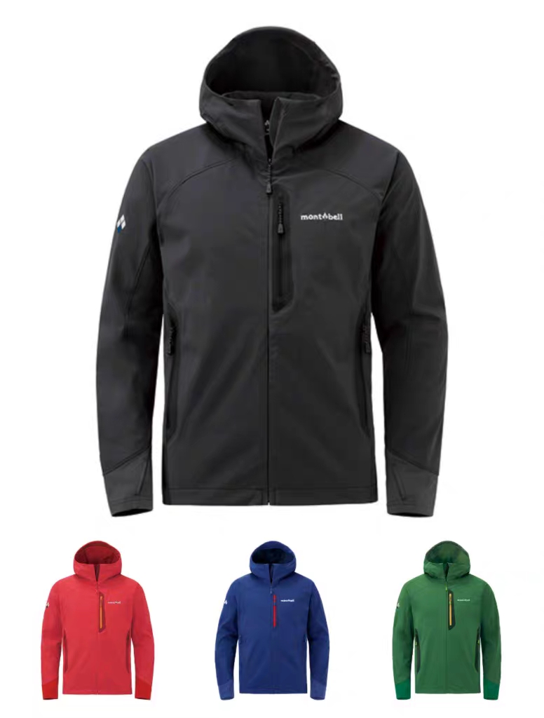 Montbell soft shell part is in stock for men 1106668 and for women 11066669