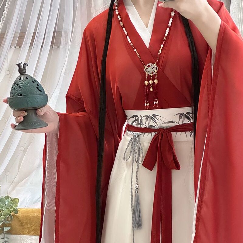 Wei and Jin Dynasty Style Hanfu for Women 2026 New Model Northern and Southern Dynasties Jin-Style Ancient Costume Adult Warring States Robe Red Women's Ancient Style Suit