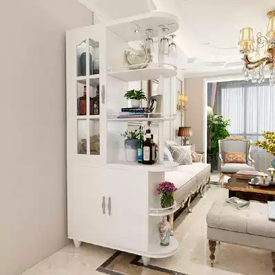 White porch cabinet light luxury European storage cabinet partition cabinet key wine cabinet glass door corner cabinet display cabinet