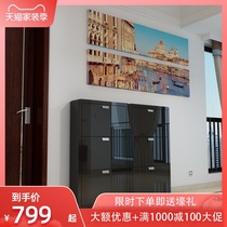 Ultra-thin dump shoe cabinet household door simple modern narrow glossy paint storage furniture sofa side cabinet locker