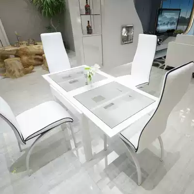 Modern simple dining table, dining table, tempered glass table and chair, tea operation, card table, convenient European table