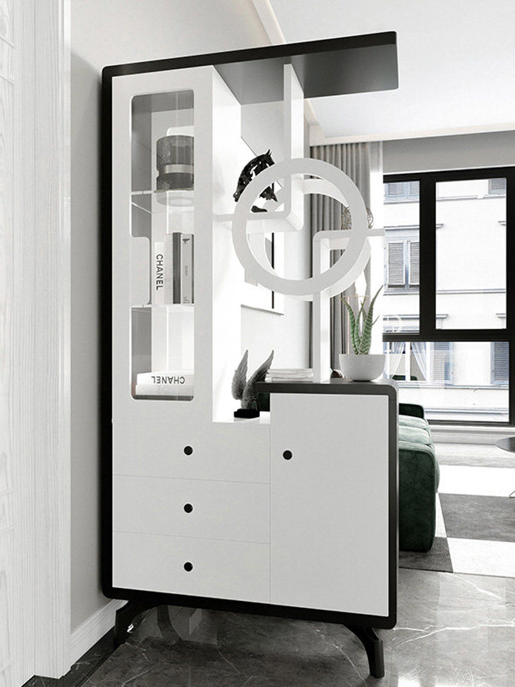 Modern simple entrance partition cabinet Wine cabinet door living room shoe cabinet One-piece home screen Light luxury double-sided hollow cabinet