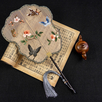 Suzhou embroidery pure hand-made tapestry fan palace-style Hanfu accessories classical Forbidden City style Huajia style intangible heritage