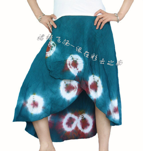 Bai nationality tie-dye skirt national style cotton silk wrap skirt 2 pieces 90 yuan clearance