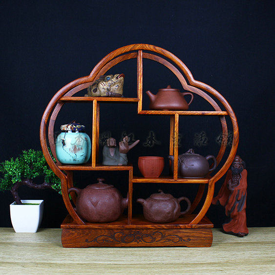 Red Wood Furniture Flowers Pear Wood Chicken Wings Wood Small Bou Ancient Frame Chinese Imitation Antique Solid Wood Multi-Treasure Antique Shelf Ancient Play Exhibition Shelf