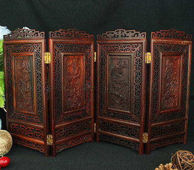 Redwood sculpture gift parts miniature imitation of Guming Qing furniture red acid branch screen large