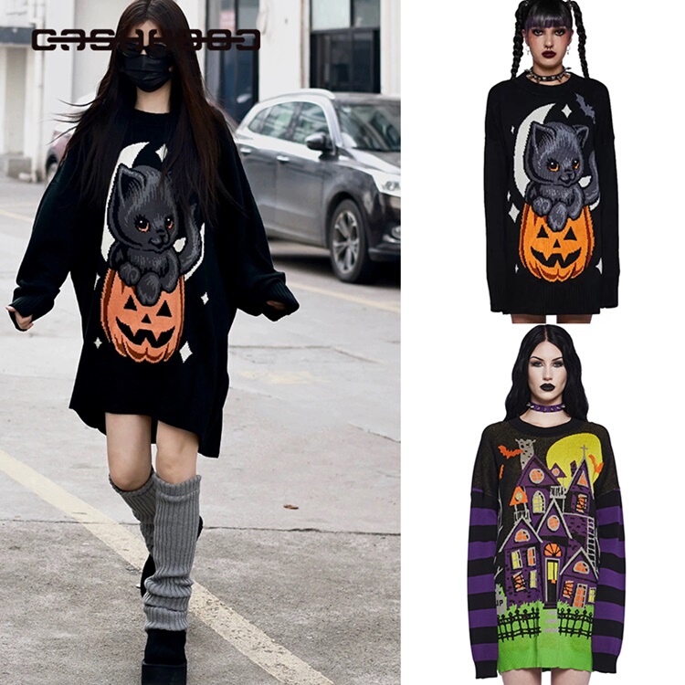 Authentic In-Transit Dollskill * Trickz N' Treatz Kitten Pumpkin Halloween Knit Sweater