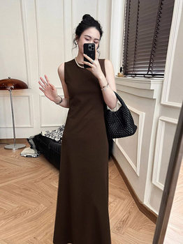 French elegant slim fit sleeveless tank top dress