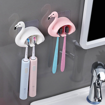 Creative and cute bathroom wall-mounted electric toothbrush holder Tooth storage rack Bathroom suction wall-mounted toothbrush holder