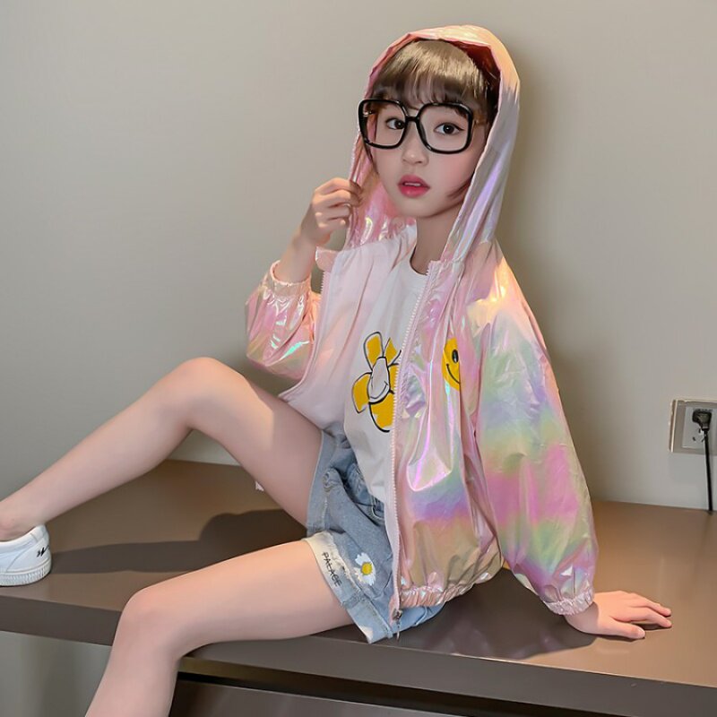 Girls' jackets coat sunscreen clothing 2020 new summer clothes Western style girls light tops children's shiny outerwear trend