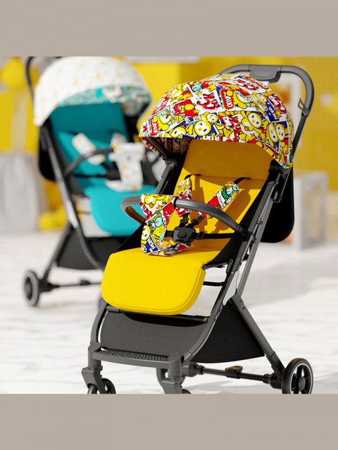 Baby Stroller, Lightweight, One-Touch Folding, Two-Way Sitting and Lying Position for Children, High-View Baby Stroller