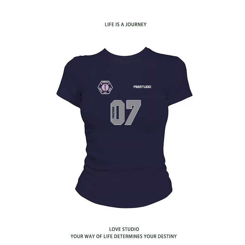 American-Style Trendy Brand Letter Print Short-Sleeve T-Shirt for Women, Summer Slim-Fit, Flattering, Sweet and Spicy Short Top with Cinched Waist and Regular Shoulders American-Style Trendy Brand Letter Print Short-Sleeve T-Shirt for Women, Summer Slim-Fit, Flattering, Sweet and Spicy Short Top with Cinched Waist and Regular Shoulders