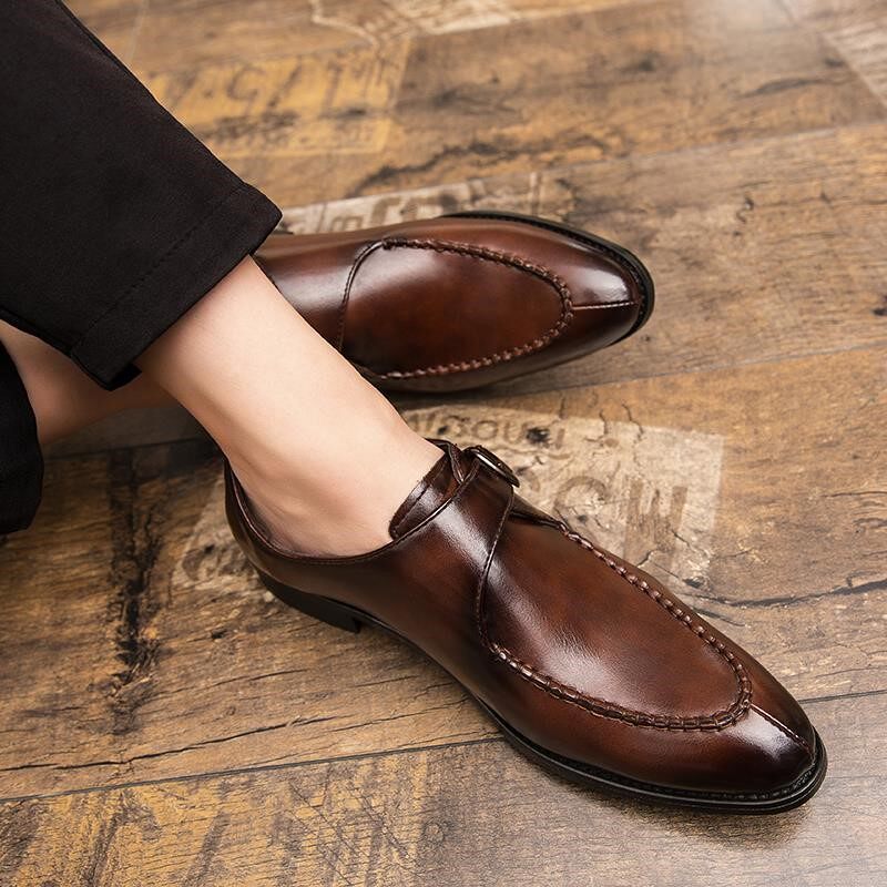 European Station Business Orthodox Men's shoes 2023 new Inlan pointed casual shoes hairstylist genuine leather 100 hitch wedding shoes-Taobao