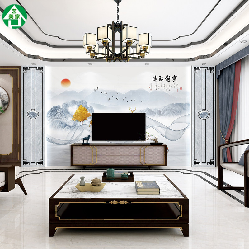 Custom Bamboo and Wood Fiber New Chinese Embossed TV Background Wall Integrated Wall Panel Living Room Sofa Video Wall Waistboard