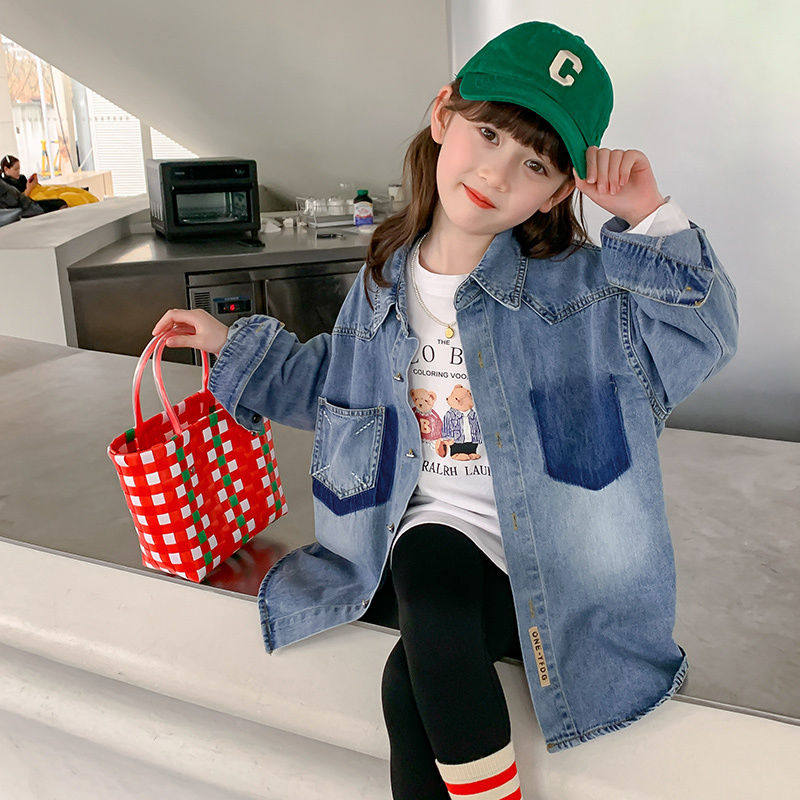 товар из китая 女童牛仔衬衫春秋季2026新款儿童装春装洋气宝宝长袖上衣韩版衬衣 Other