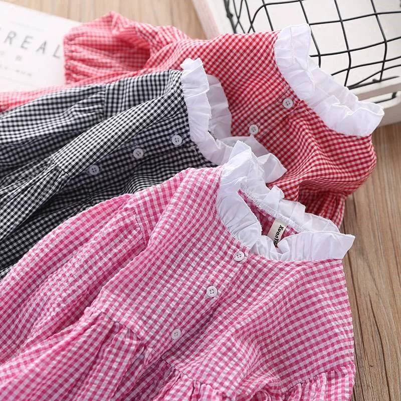 Áo sơ mi nữ tay dài 2020 cotton mới cho trẻ em mùa xuân và mùa thu quần áo trẻ em áo khoác trẻ em áo khoác kẻ sọc - Áo sơ mi