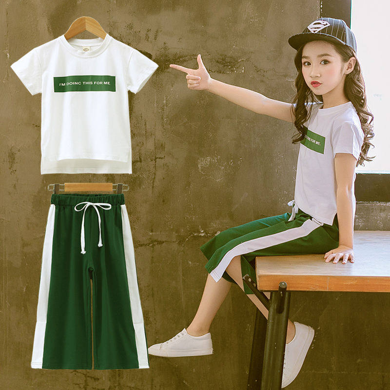 2022 summer new children's suits girls' suits big children's two-piece suits baby Western style Korean fashion sports tide