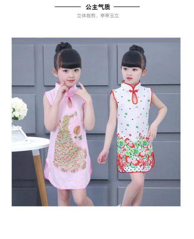 Летняя одежда, детское ципао, юбка, платье для отдыха, коллекция 2023, в западном стиле   