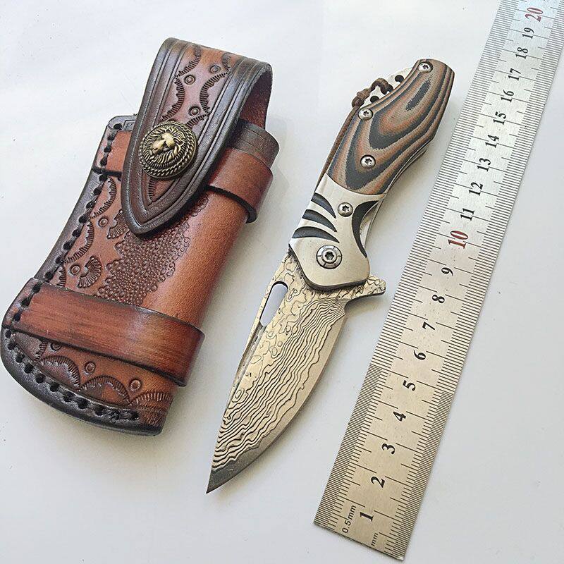Small Black Dragon Damascus Folding Knife Sharpened Small Knife Handmade Knife Short Knife Special Battle Military-industrial Knife Special Army Knife