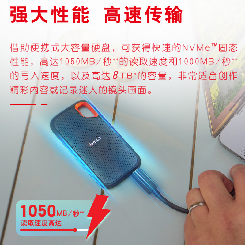 闪迪E61移动固态硬盘：8T大容量，三防设计，Mac&PC两用，手机电脑皆可！📱💻-移动固态硬盘-淘宝百科网
