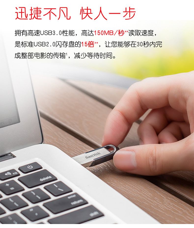 闪迪 SanDisk 32g酷晶∪盘 USB3.0 读取150MB/S 图3