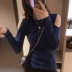 Áo khoác nữ châu Âu 2019 mới mùa xuân áo khoác ngoài vai cotton gợi cảm với áo thun dài tay - Áo phông Áo phông
