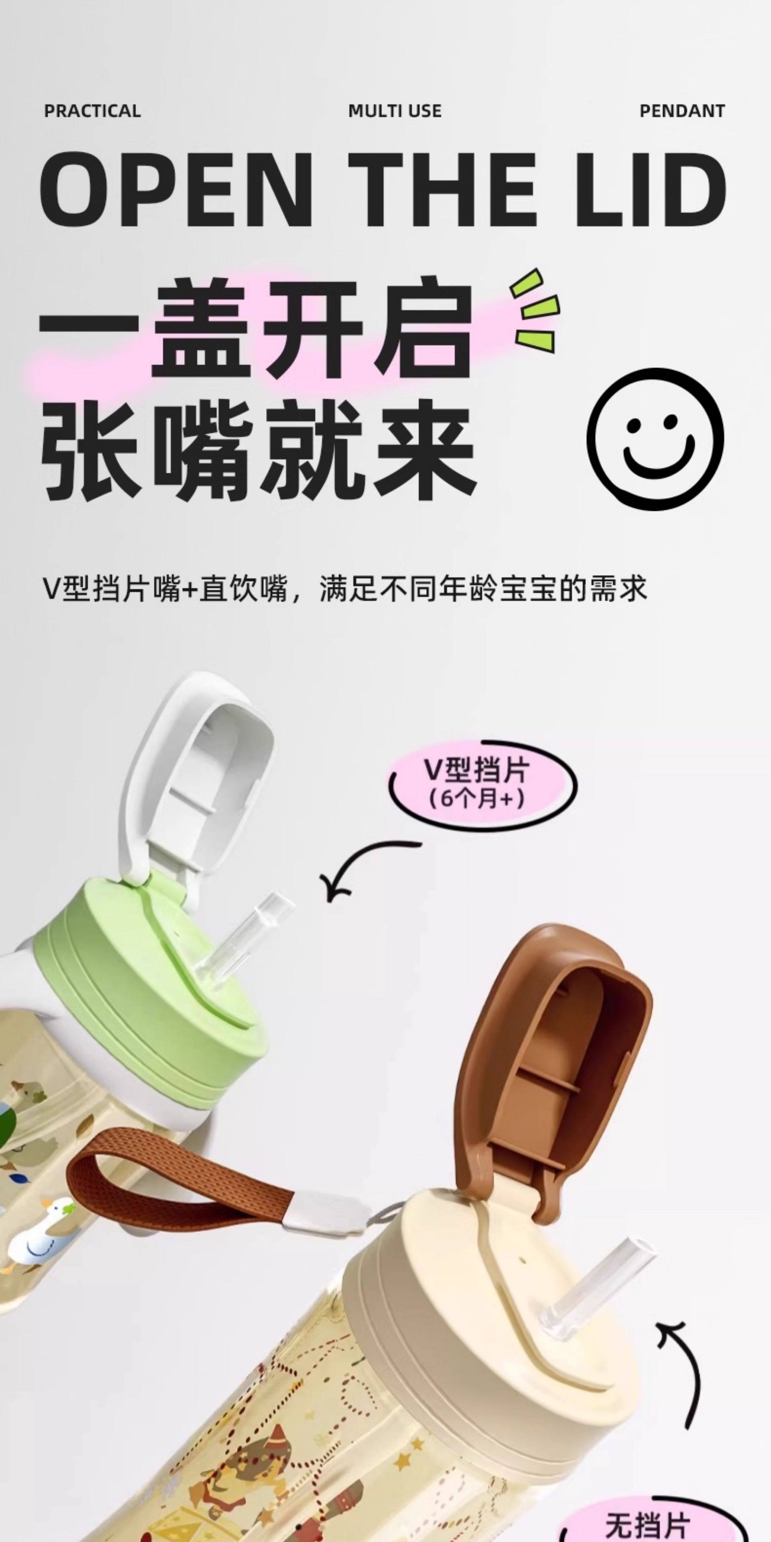 Крышка для бутылочек 安配水杯盖适配贝亲第3代奶瓶配件宽口奶瓶转换头直饮吸管重力球 Residential distribution