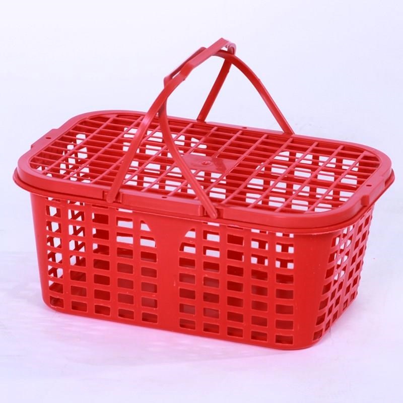 Plastic hamper with lid supermarket hollowed-out water to load fruit, white beer Thickened Vegetable basket Small