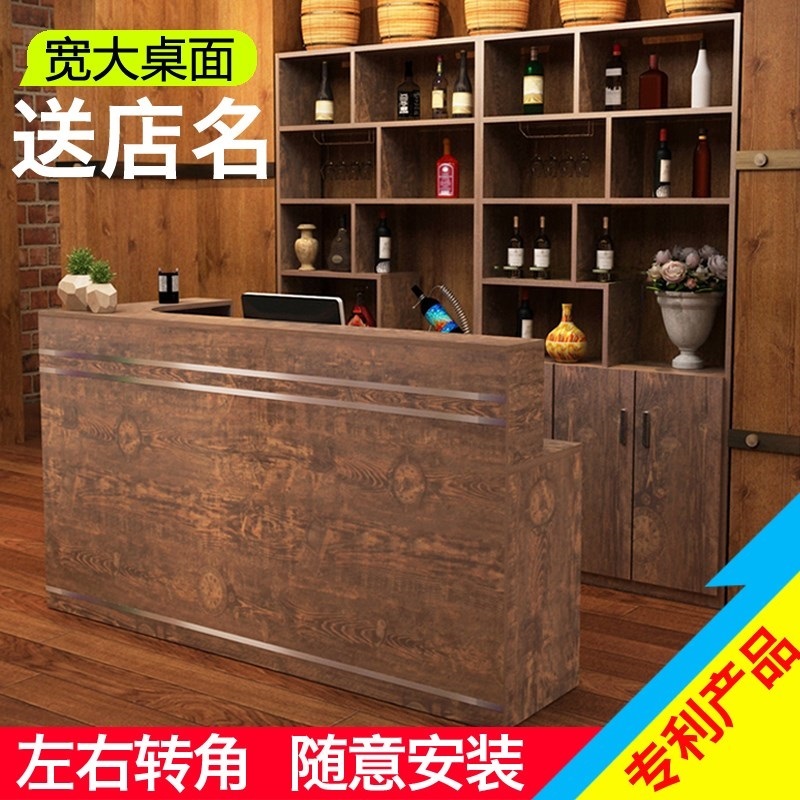 Hotel Bar Counter With Corner Closing Silver Counter Floor Wine Cabinet Combo Restaurant Hotel Wine Rack Exhibition Stand Front Table Reception Desk