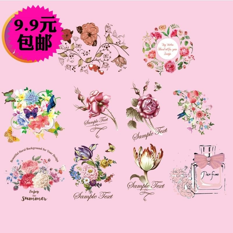 Pattern stickers on clothes T-shirt printing stickers Offset custom heat transfer clothes patches Women printing Ironing stickers