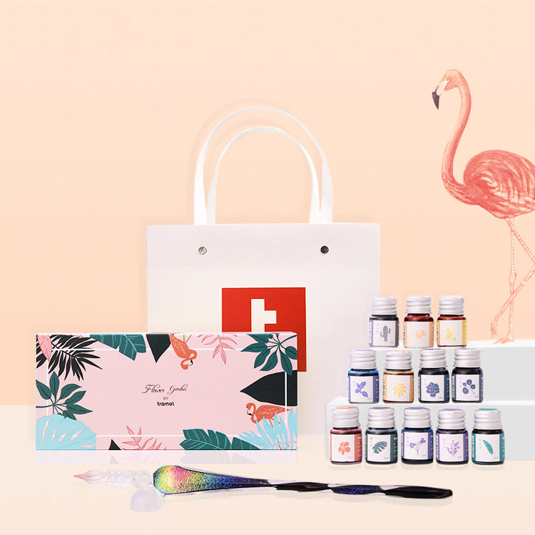 Original ink Jungle glass dip pen Crystal diamond pen set Creative color ink gift box to send lesbian student Day gift