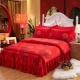Nghiền giường trải giường bốn bộ dày mùa thu và đám cưới chăn đỏ chăn 1.8 / 2.0m giường đôi