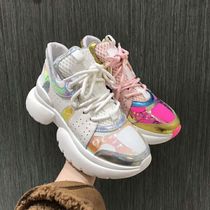 European Standing Womens Shoes Parquet Bull Leather 100 Hitch Smoked Shoes Superfire Mesh Red Sneakers Women Ins Thick Bottom Casual Shoe Tide