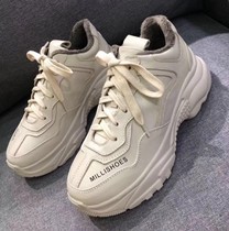 European Station 2018 Autumn Winter New European Goods Genuine Leather Old Daddy Shoes Plus Suede Casual Net Red Pine Pastry Thick Sneaker Tide