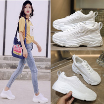 Explicit Feet Little Old Daddy Shoes Women Ins Tide Overfire 2020 Summer New Jelly Bottom Mesh Surface Breathable Thick Bottom Sneakers White