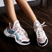 2018 Summer new web surface breathable Old Dad shoes thick bottom 100 lapped Korean version sneakers net shoes women