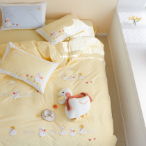 Nordic cute cartoon duckling dinosaur cotton water washing cotton four-piece cotton cotton set 1 2m1 5m1 8m2m