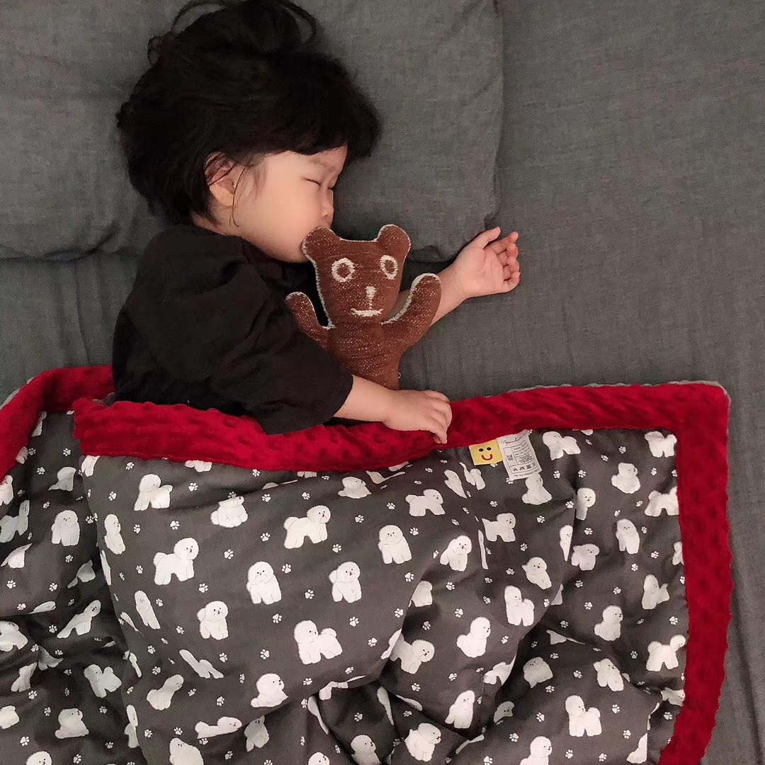 Ins Nordic Wind Unicorn Small Dinosaur Cartoon A Cotton B Suede Children Bean-Bean Blanket Baby Stroller Bean Suede Cover Blanket 