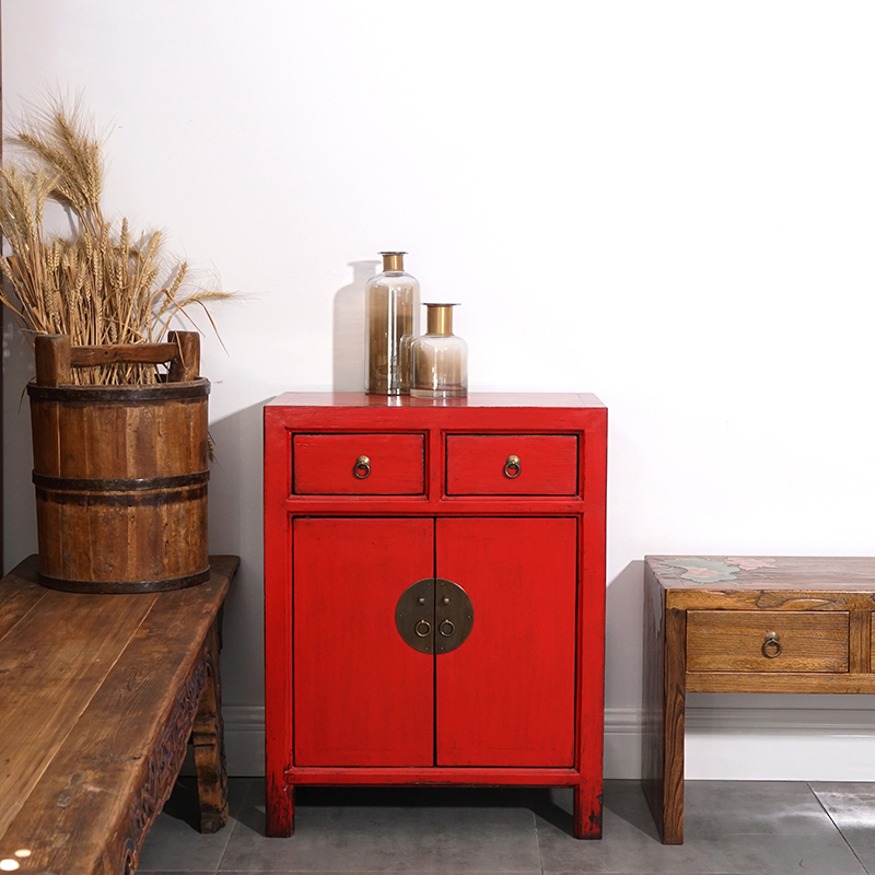 Retro cabinet antique furniture new Chinese side cabinet Chinese porch cabinet solid wood locker side cabinet made of old pine