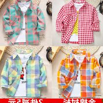 Childrens plaid shirt Mens cotton long-sleeved thin section baby boy boy girl baby cotton shirt spring and autumn