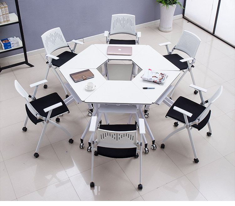 Folding splicing conference table combination training table mobile meeting negotiation table and chair student classroom activity multimedia table
