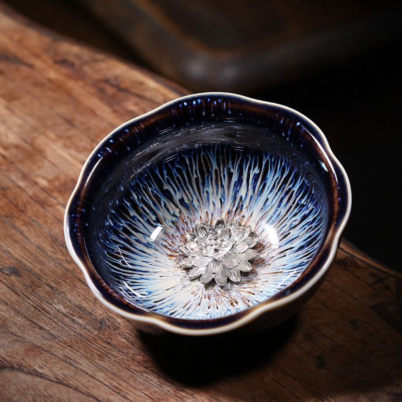 Tianmu Jianchun Kung Fu Tea Cup Master's Cup Pure Handmade Pint Tea Cup Bucket Bamboo Cup Oil Drop Tea Bowl for Home Tea Bowl