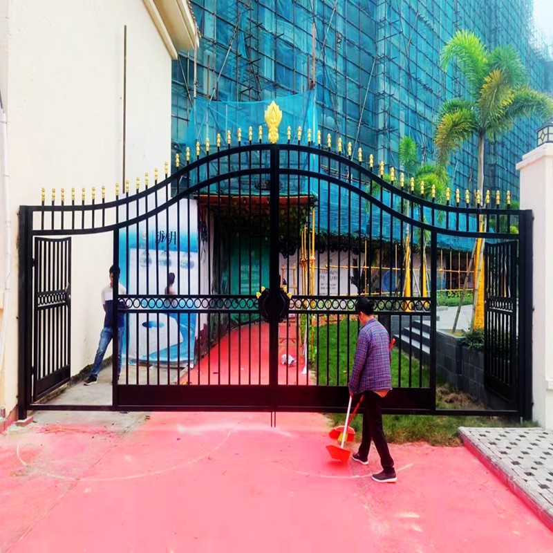Shenzhen Guangzhou Iron Art Gate Aluminum Art Gate Courtyard Villa Door dongguan Easy anti-rust automatic door Single Double open to self